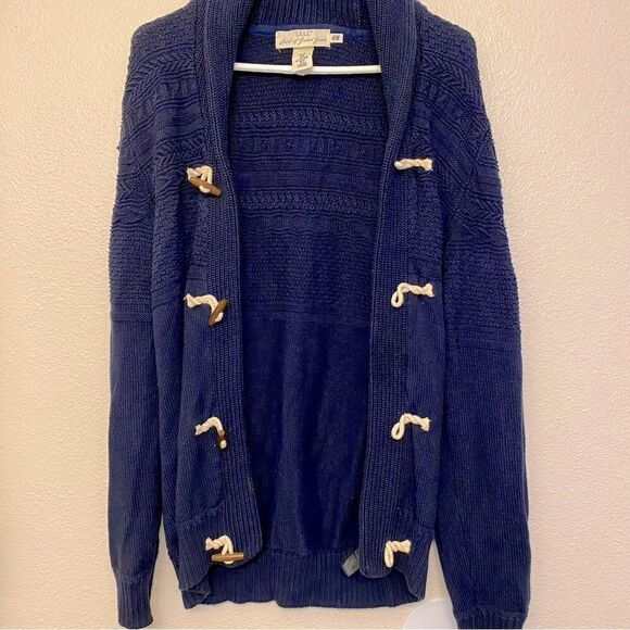 H&M Cotton toggle long Cardigan shawl chunky grandpa fisherman sailor sweater M - Picture 1 of 10